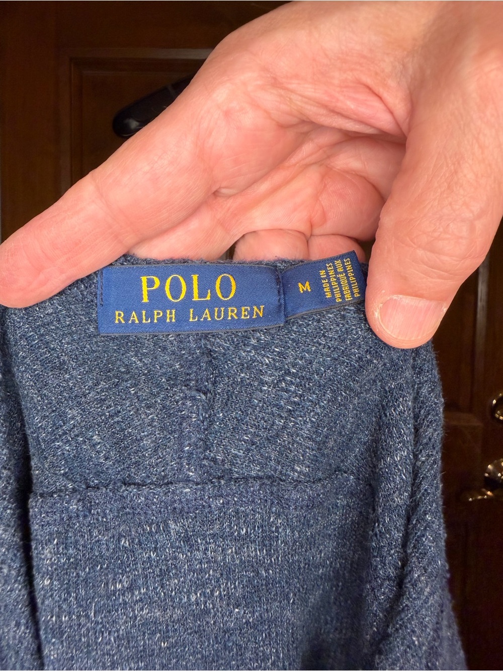 Polo Ralph Lauren Blue Waffle Knit Thermal Long Sleeve Shirt Size M - Picture 3 of 4